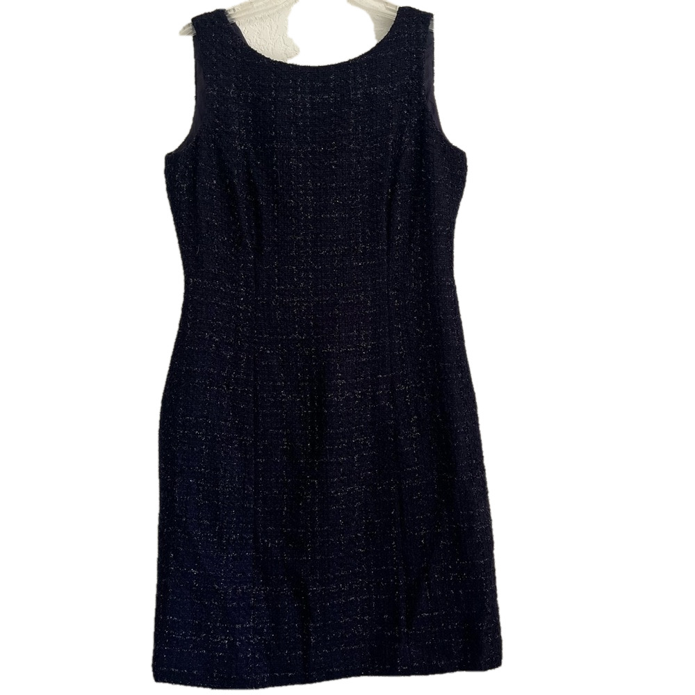 Tahari Black Metallic Sleeveless Sheath Dress Women's 8 Sleeveless Dressy
